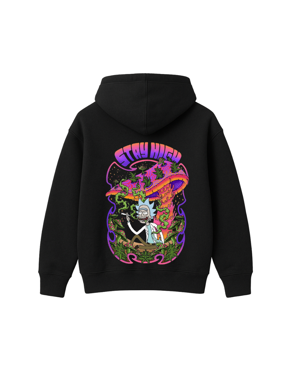 STAY HIGH PSYCHEDELIC RICK HOODIE - BLACK