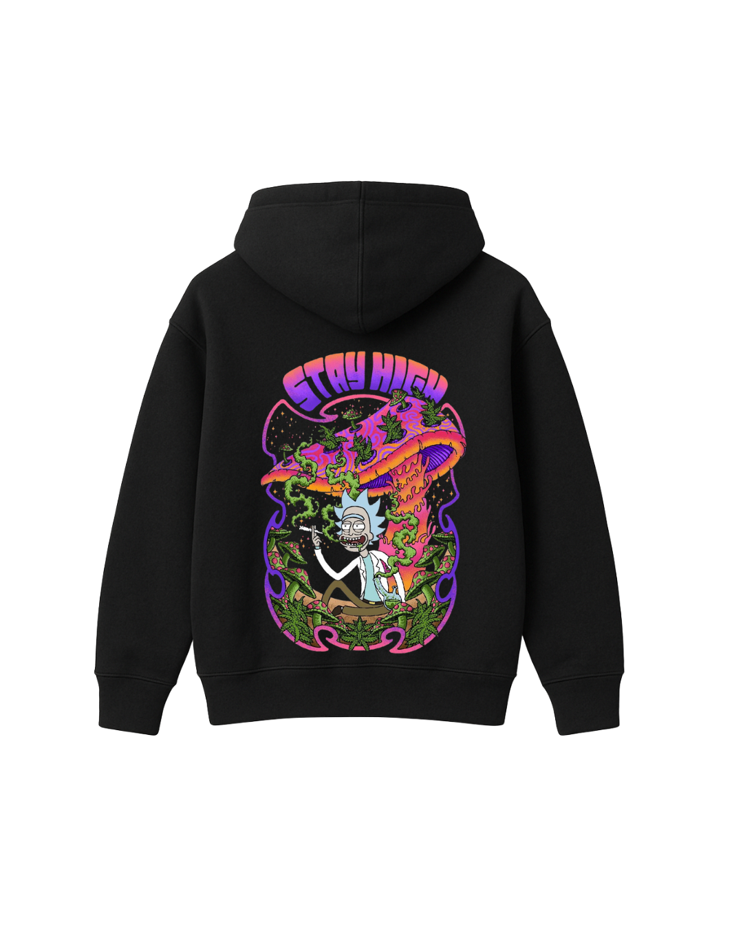 STAY HIGH PSYCHEDELIC RICK HOODIE - BLACK