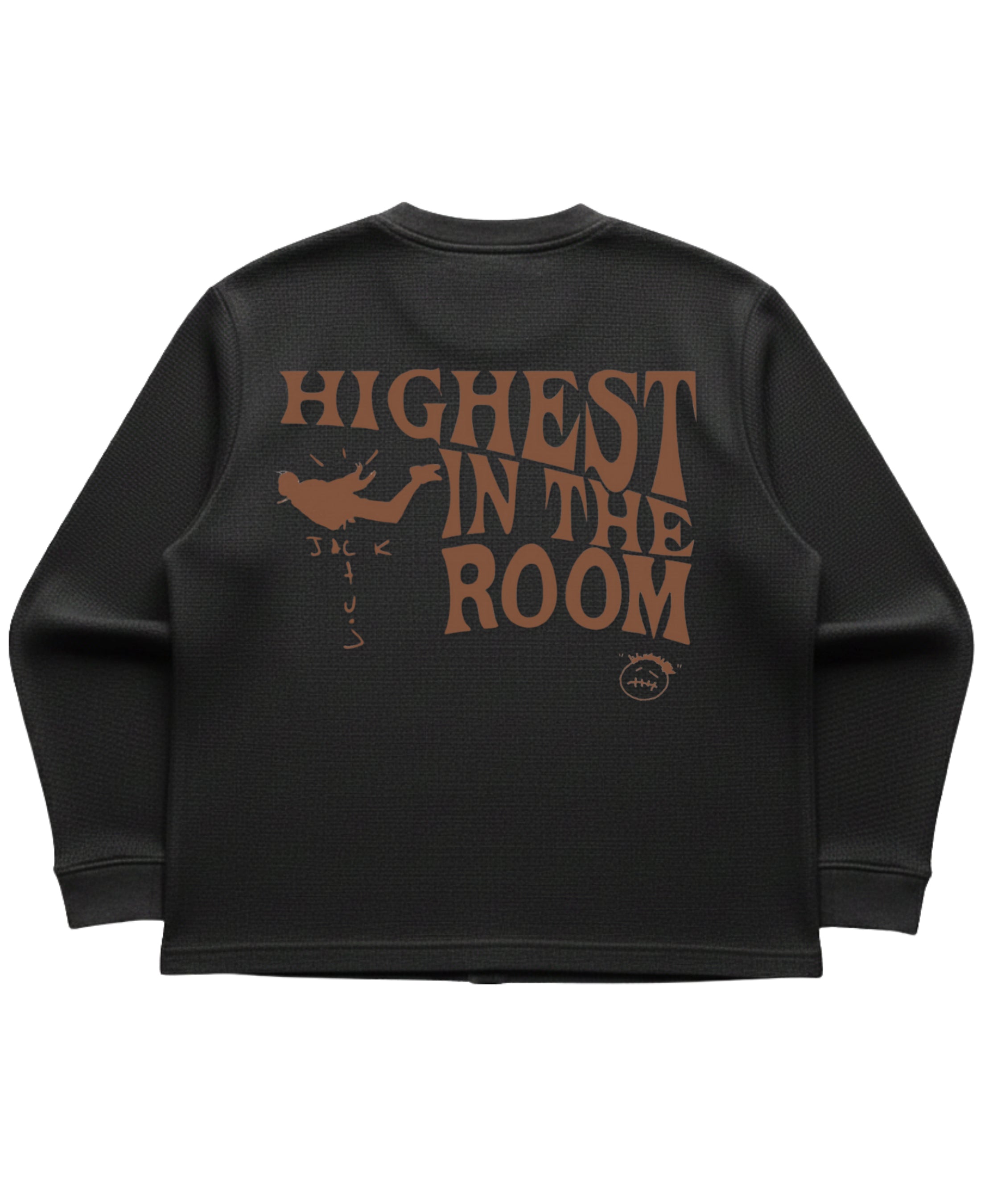 Black waffle knit oversized full-sleeve Back Design