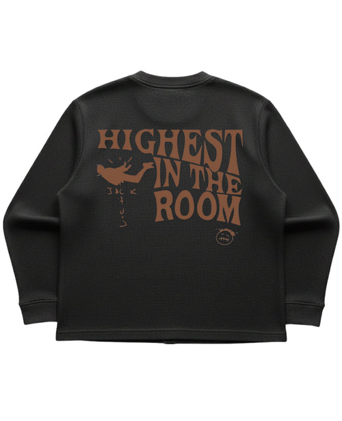 Black waffle knit oversized full-sleeve Back Design