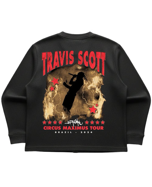 Black waffle knit oversized full-sleeve Back Design