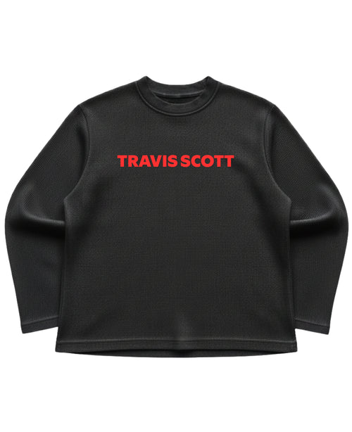 Black waffle knit oversized full-sleeve Front Design