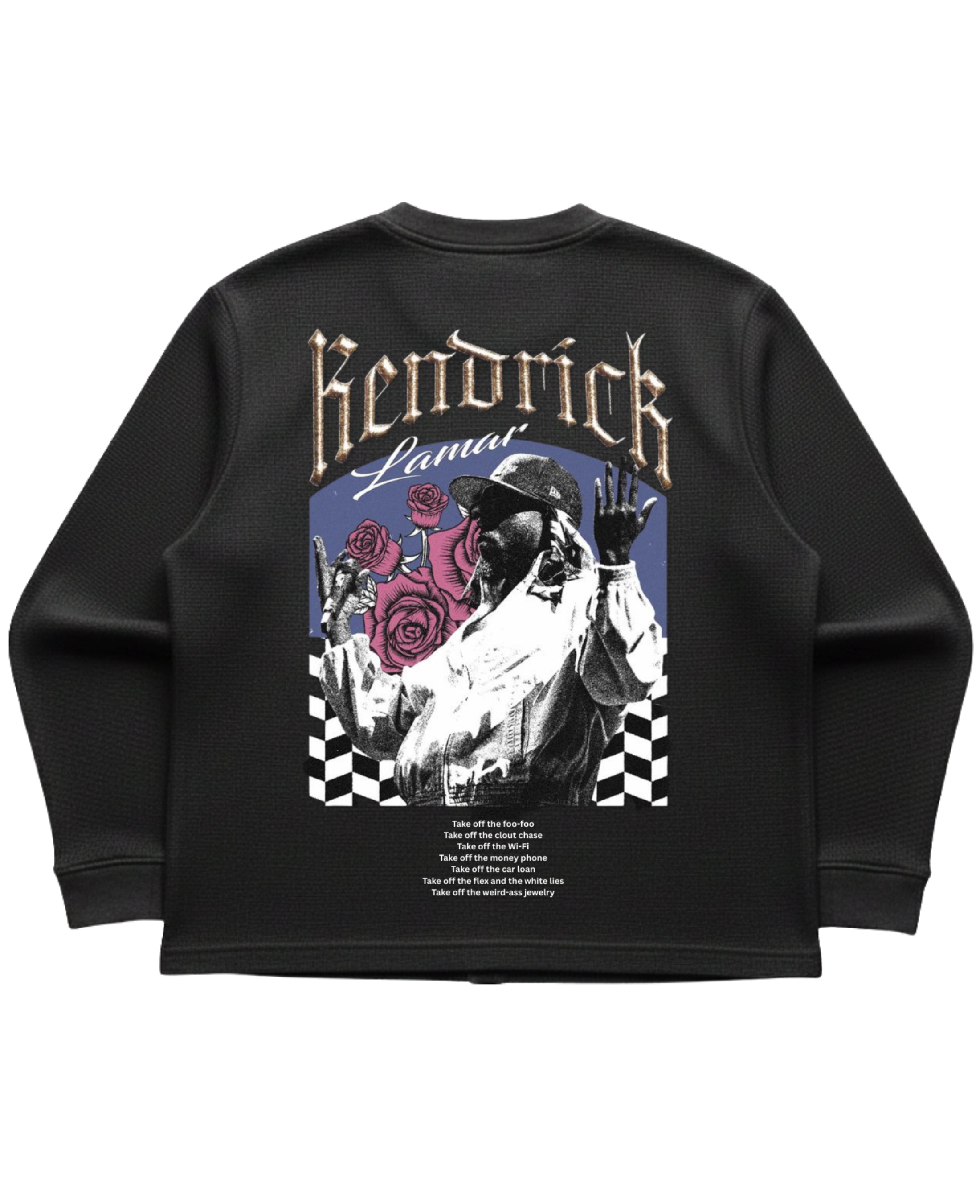 Black waffle knit oversized full-sleeve Back Design