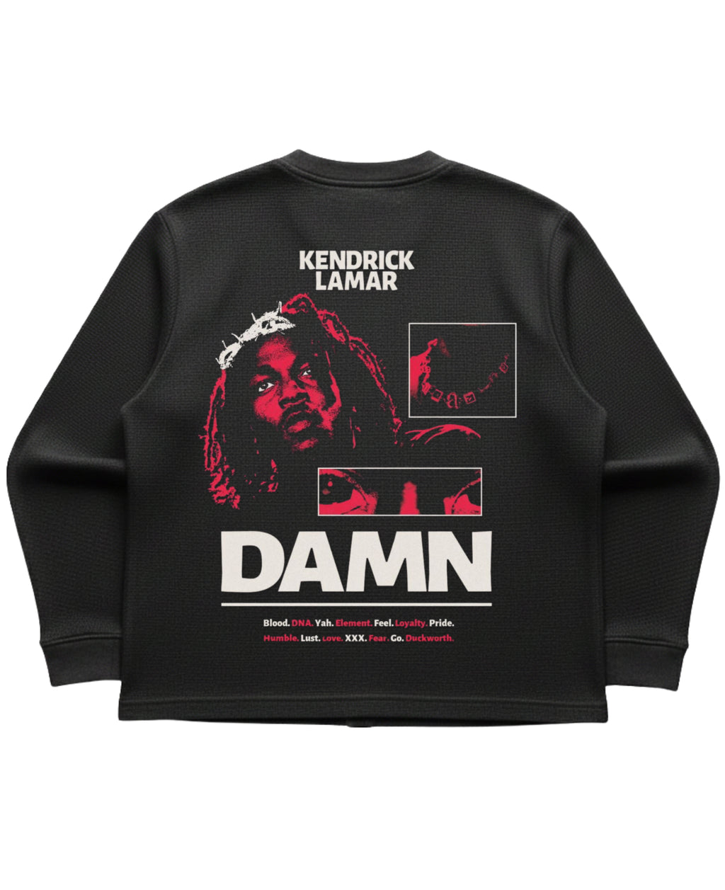 Black waffle knit oversized full-sleeve Back Design