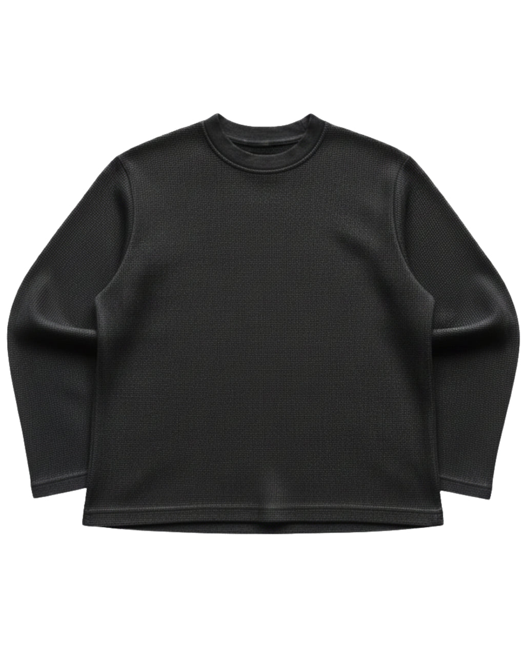Black waffle knit oversized full-sleeve Front Design