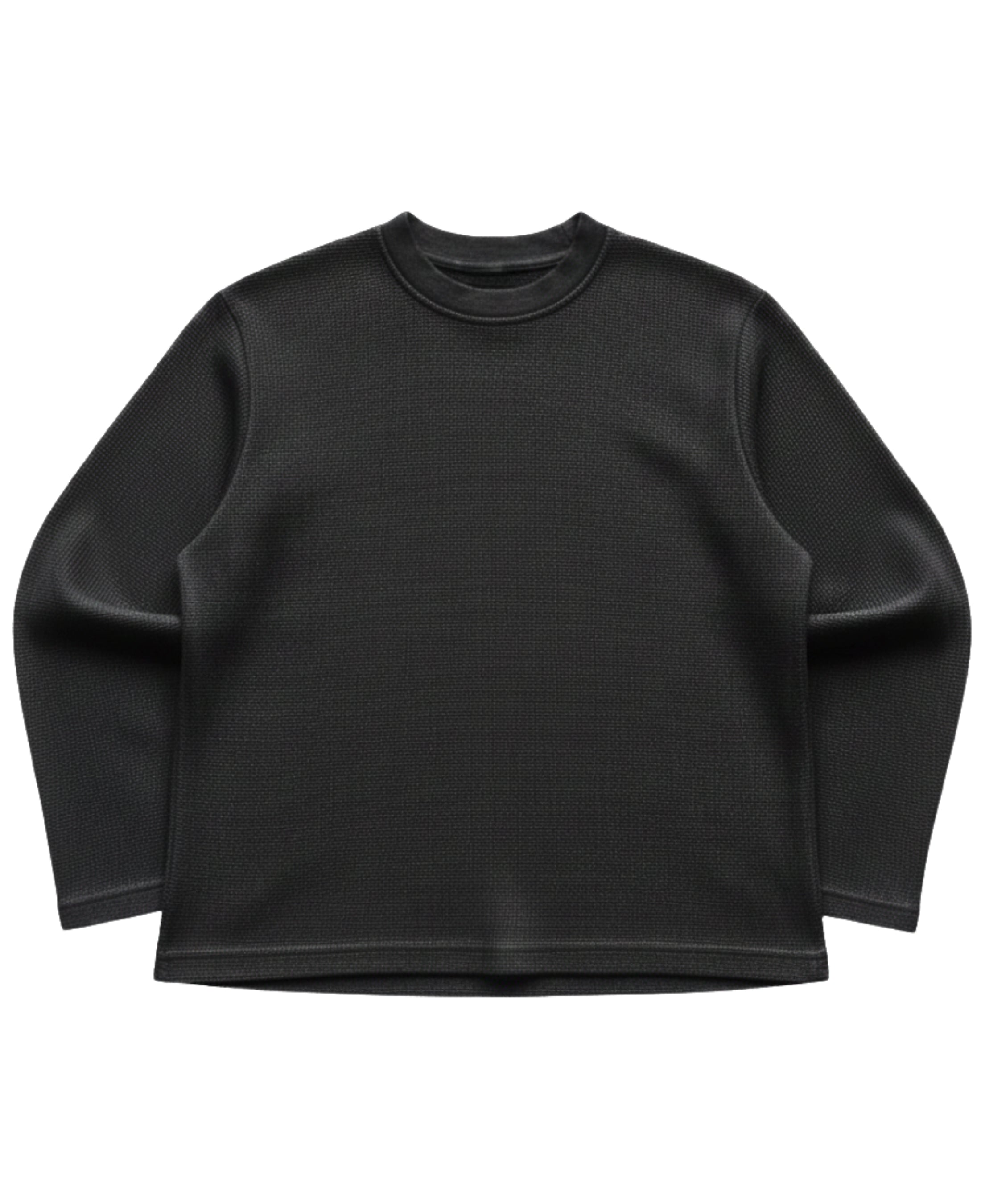 Black waffle knit oversized full-sleeve Front Design