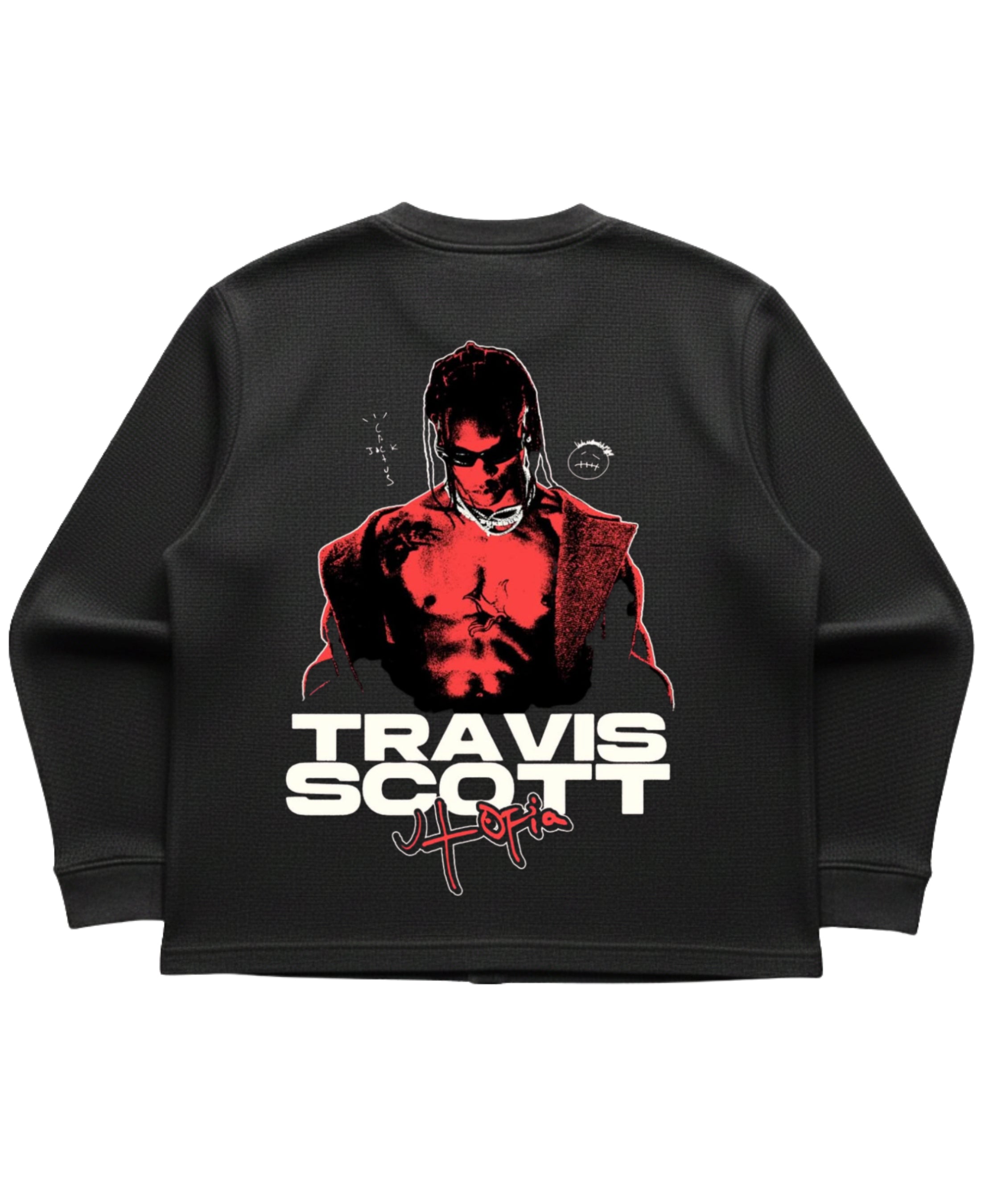 Black waffle knit oversized full-sleeve Back Design